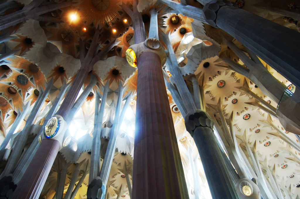 Barcelona, Spain. Inside Gaudi's La Sagrada Familia